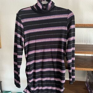 Striped Long Sleeve Tee - Black and Pink